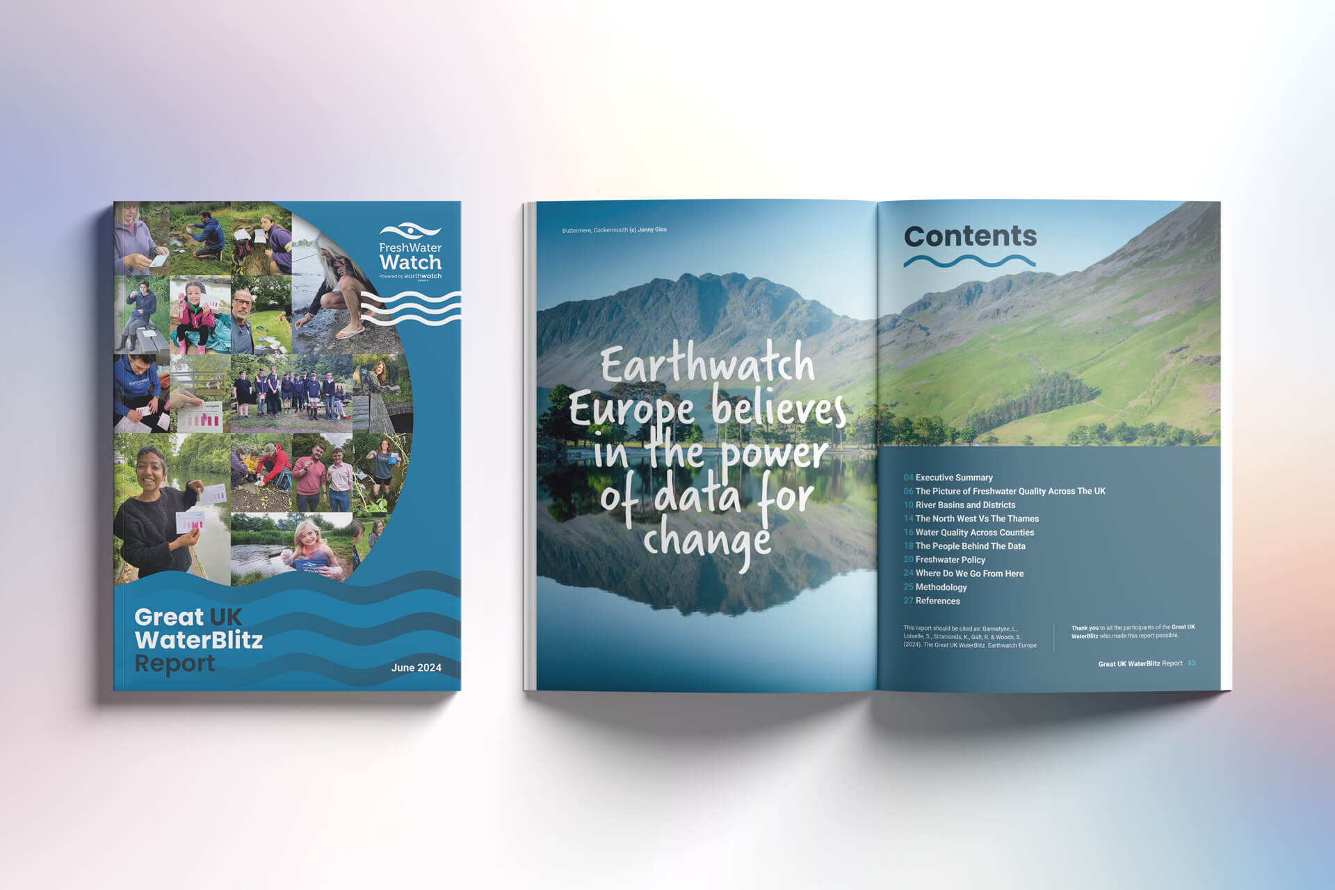 09-Free-A4-A5-Magazine-Mockup Cover and initial spread of the Earth watch Waterblitz report