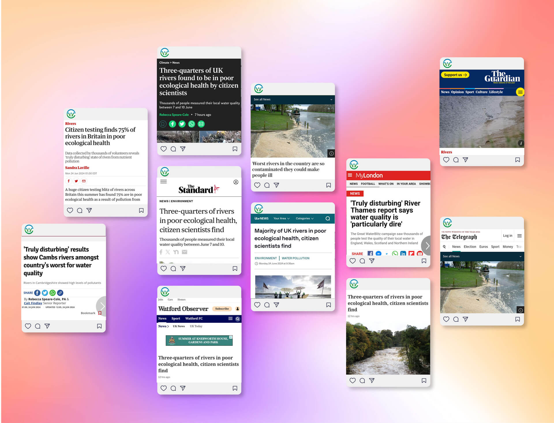 Links Examples of the news posts that featured the Earth watch Waterblitz report