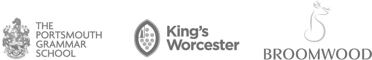 Education Logos 1 Client logos of Portsmouth Grammar School, Kings Worcester and Broomwood